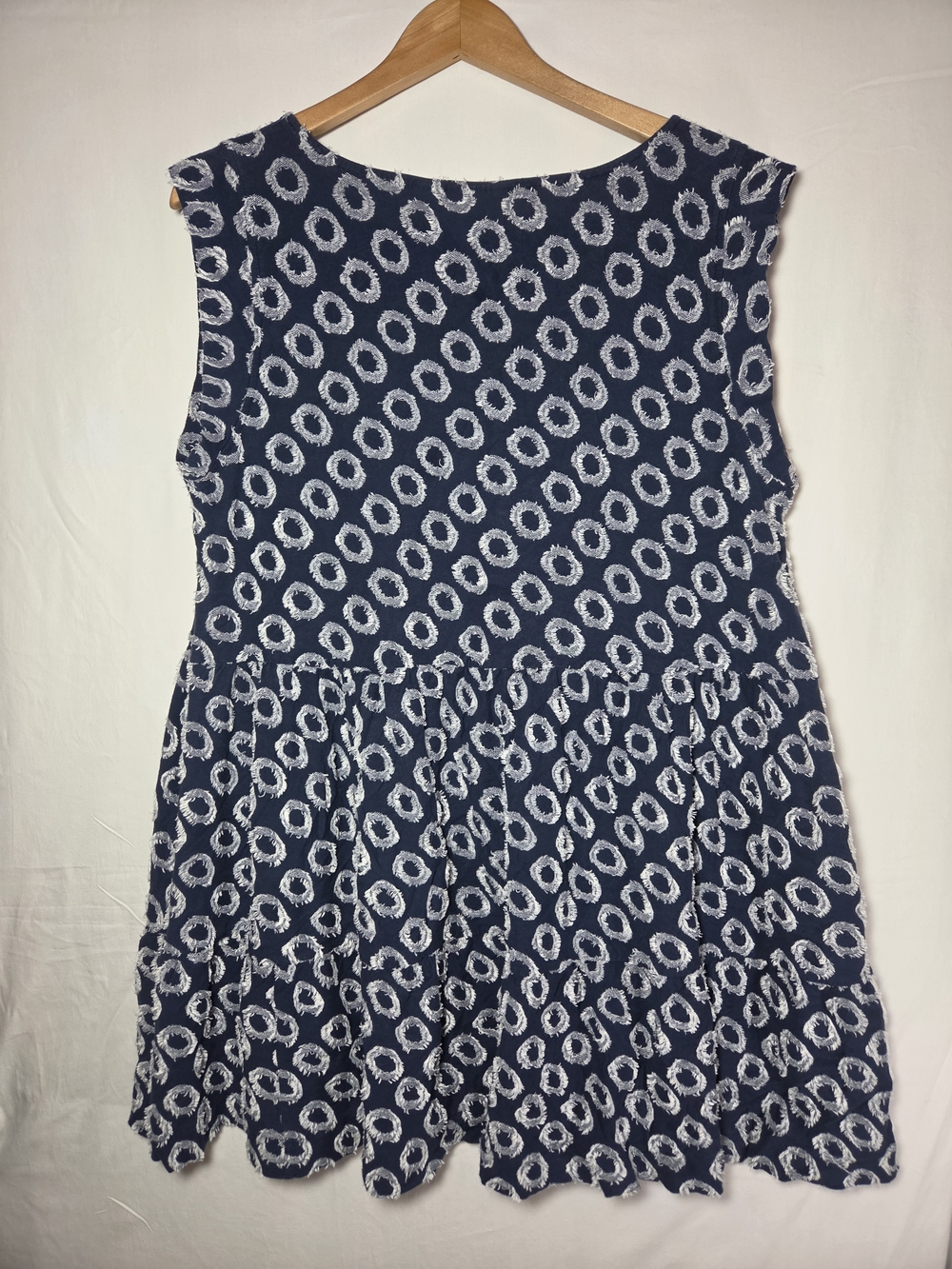 Anthropologie Navy and White Sleeveless Circle-Print Dress